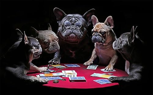 DOUBLETOP - Juego de cartas de perro de bulldog francés que lucha contra perros, imagen divertida, rompecabezas de cartón de 1000 piezas,