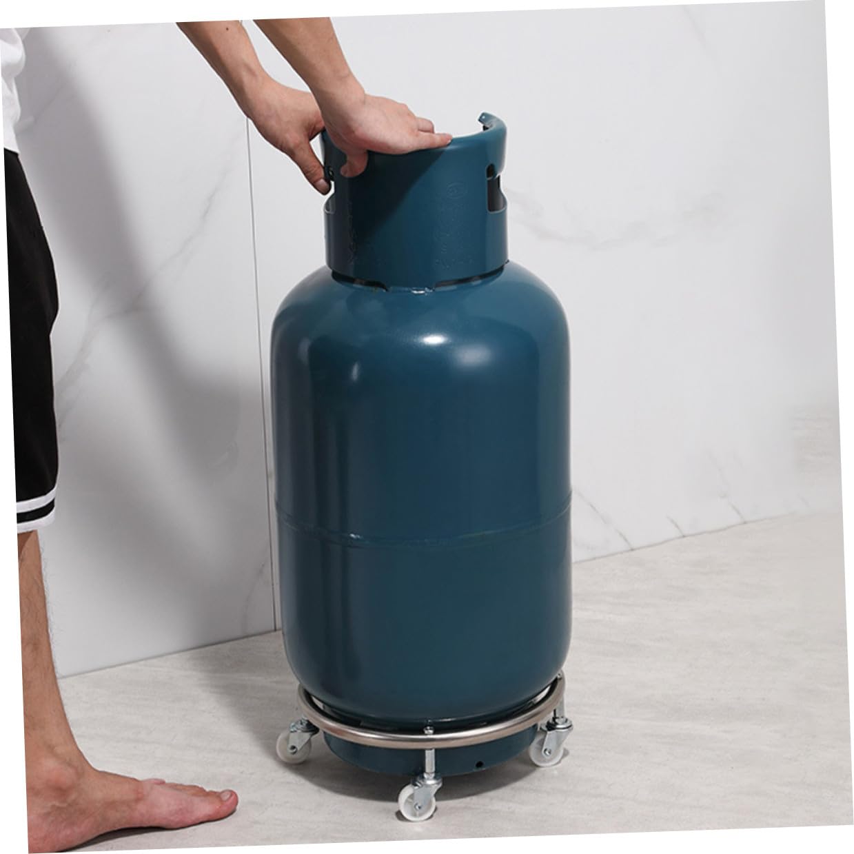 Porta Bombola Gas con Ruote Girevoli in Acciaio Inossidabile Supporto Bombola Gas Facile da Trasportare per Bombole Fino a 30 Kg, per Uso Domestico e Ristorante