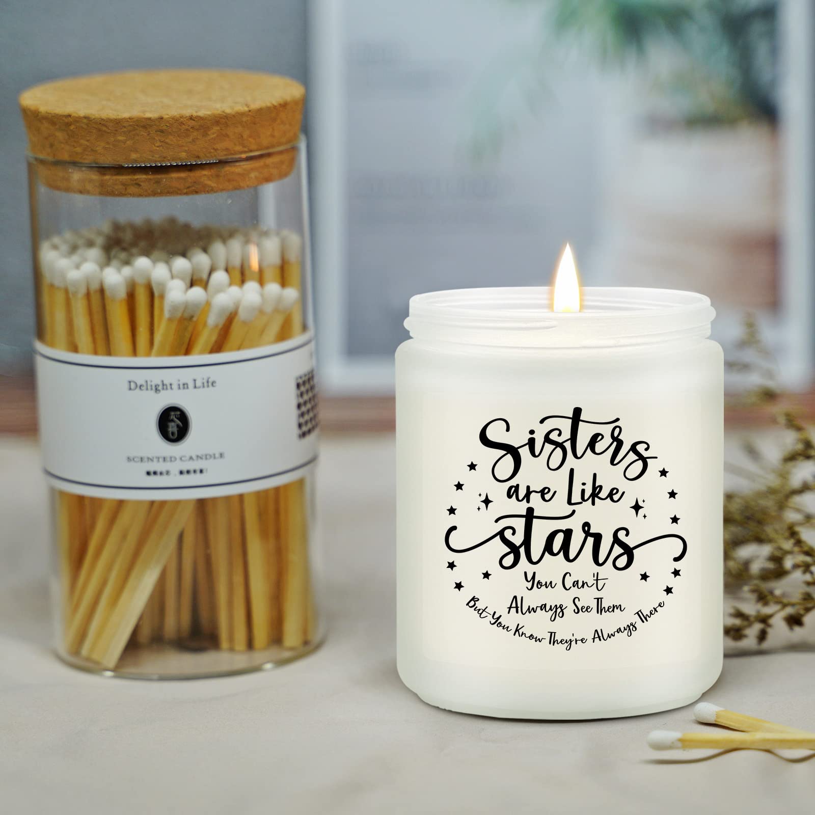 Maybeone Sisters are Like Stars Prezenty – prezenty dla sióstr od siostry – świeca zapachowa lawendowa prezenty dla siostry – Boże Narodzenie, Dzień Matki, prezenty urodzinowe dla siostry od brata