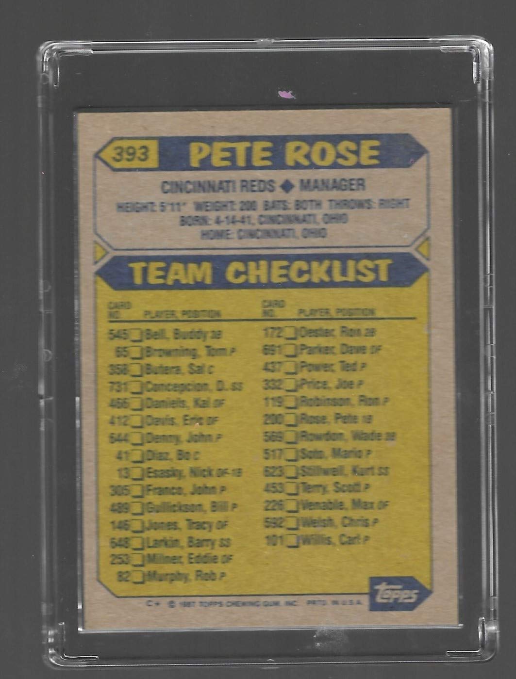 1987 topps pete rose cincinnati reds #393 rare baseball card - Manager - Printful Synced Shiny Rowlet SV001/SV122 Shining Product:Diao Chan Re:Collection