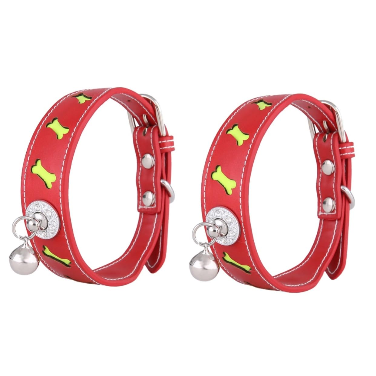 Collar reflectante ajustable Beavorty de PU para perros pequeños gatos rojos 2 piezas