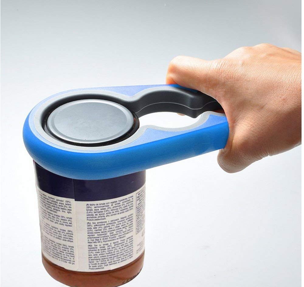 2 abrelatas multiusos con correa de goma ajustable para sujetar botellas o tarros de botellas para manos pequeñas, personas mayores o cualquier persona que sufra de artritis