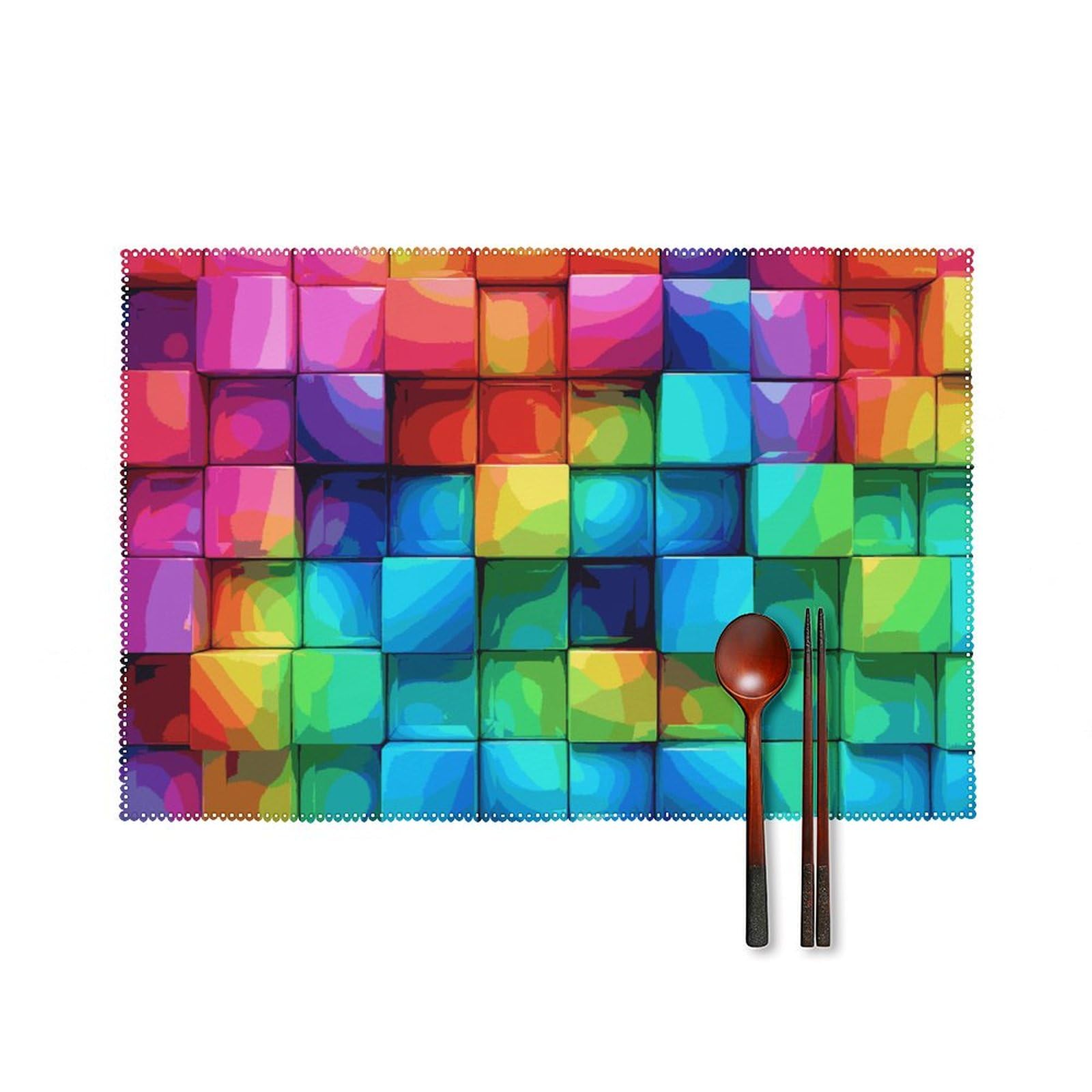 Lot de 6 sets de table cuisine et salle à manger résistants à la chaleur motif plaid-png