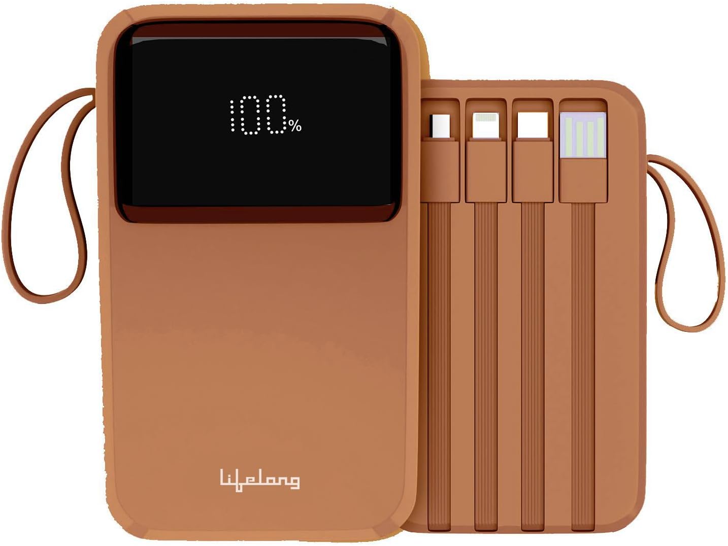 Lifelong Electronics 20000mAh 22.5W Fast Charging Power Bank | 3 Inputs (1 Built-in USB A Cable + 1 C + 1 Lightning Port) & 6 Outputs (3 Built-in Cables + 1 C + 2 A Port) | Small Pocket Size Powerbank