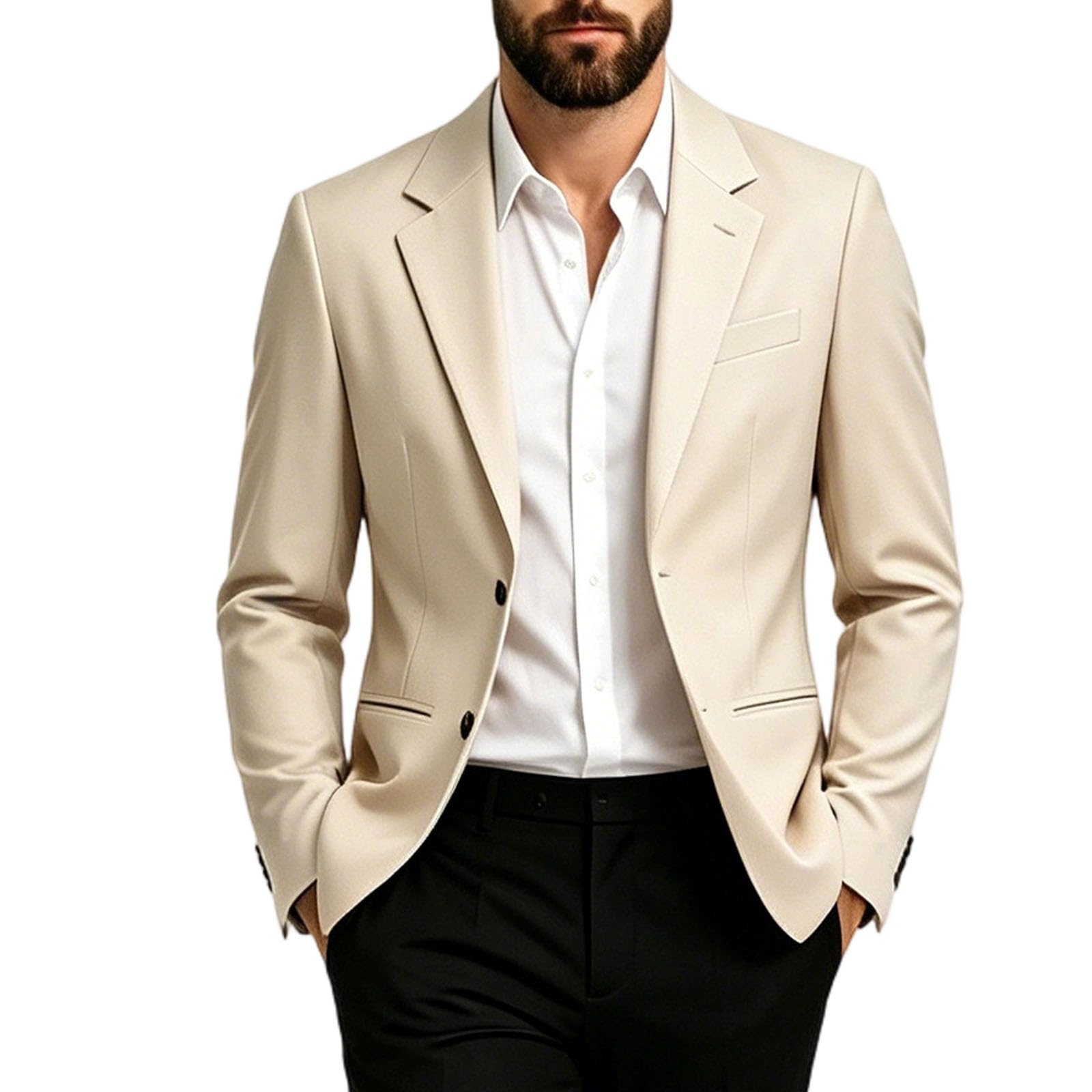 Genérico Blazer Hombre Elegante Americana Hombre Chaqueta Traje Casual Ligera Moderna Corte Regular con Solapa Clásica Estilo Business para Boda Fiesta