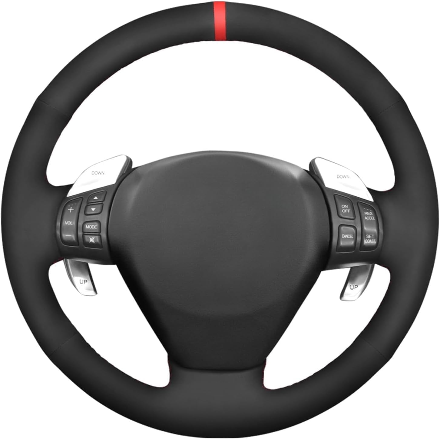 Black Genuine Leather Suede Steering Wheel Cover for Mazda RX-8 RX8 2004 2005 2006 2007 2008 Accessories Car Custom Fit Hand Stitched OEM Interior Parts (1)