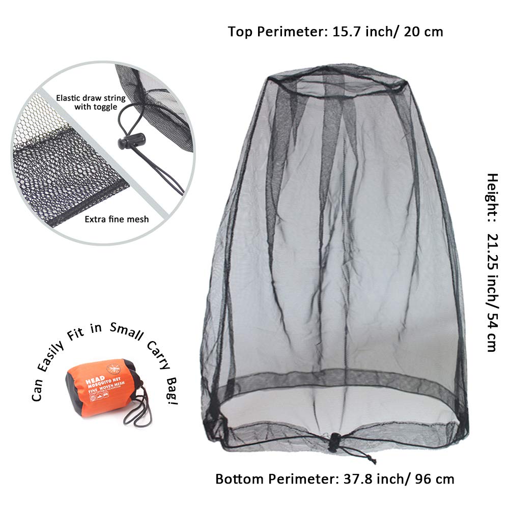 Cinco Head Net Mesh Rete per insetti Rete per il viso Aggiornata di dimensioni maggiori per zanzare Bug No See Ums Insetti Moscerini Moscerini dall'esterno