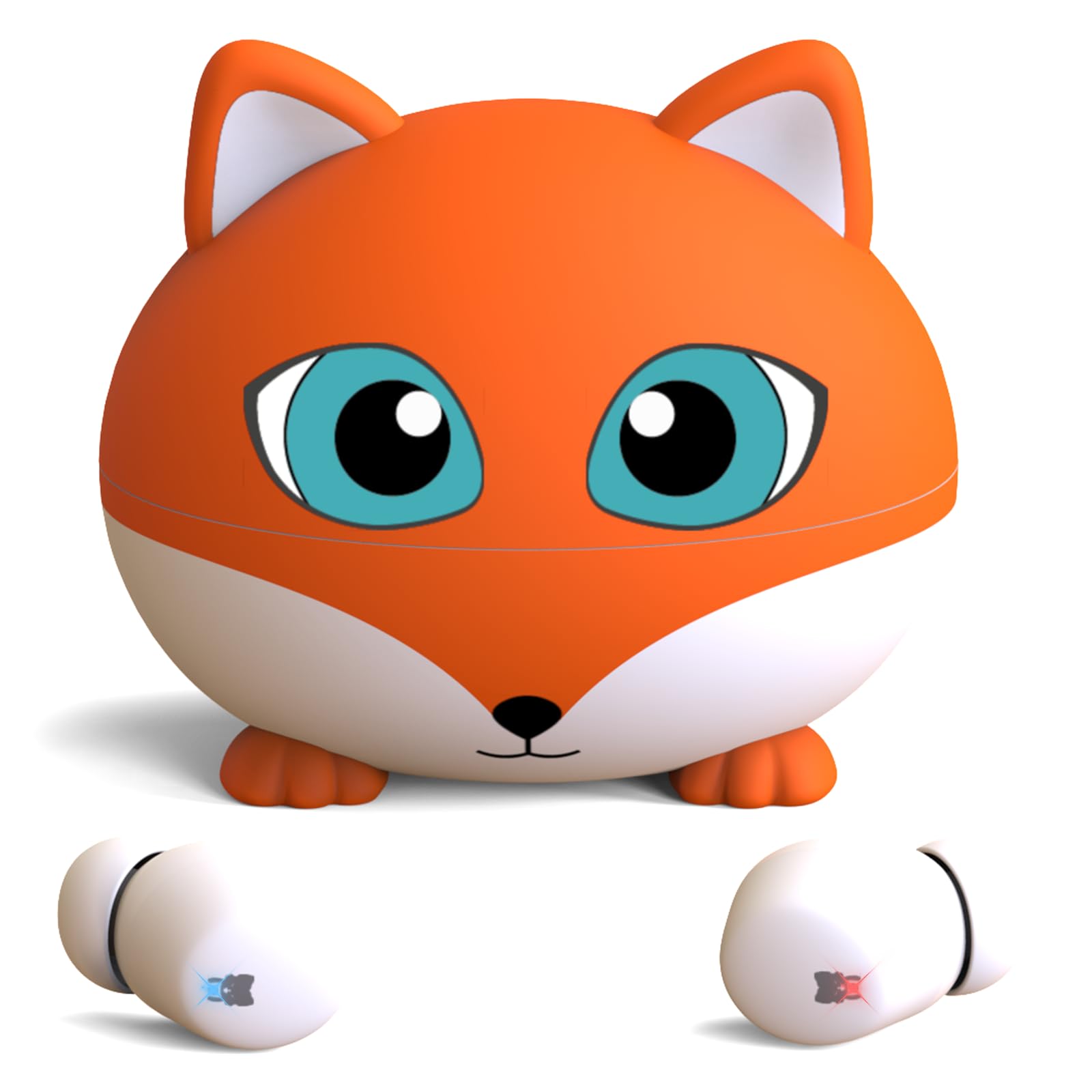 Kids Wireless Earbuds, 85dB Safe Volume, Kids Headphones Bluetooth with Charging Case, Built-in Mic, Touch Control, Waterproof, Earbuds for Boys Girls Teens,Compatible Phones Kindle School Tablet, Fox