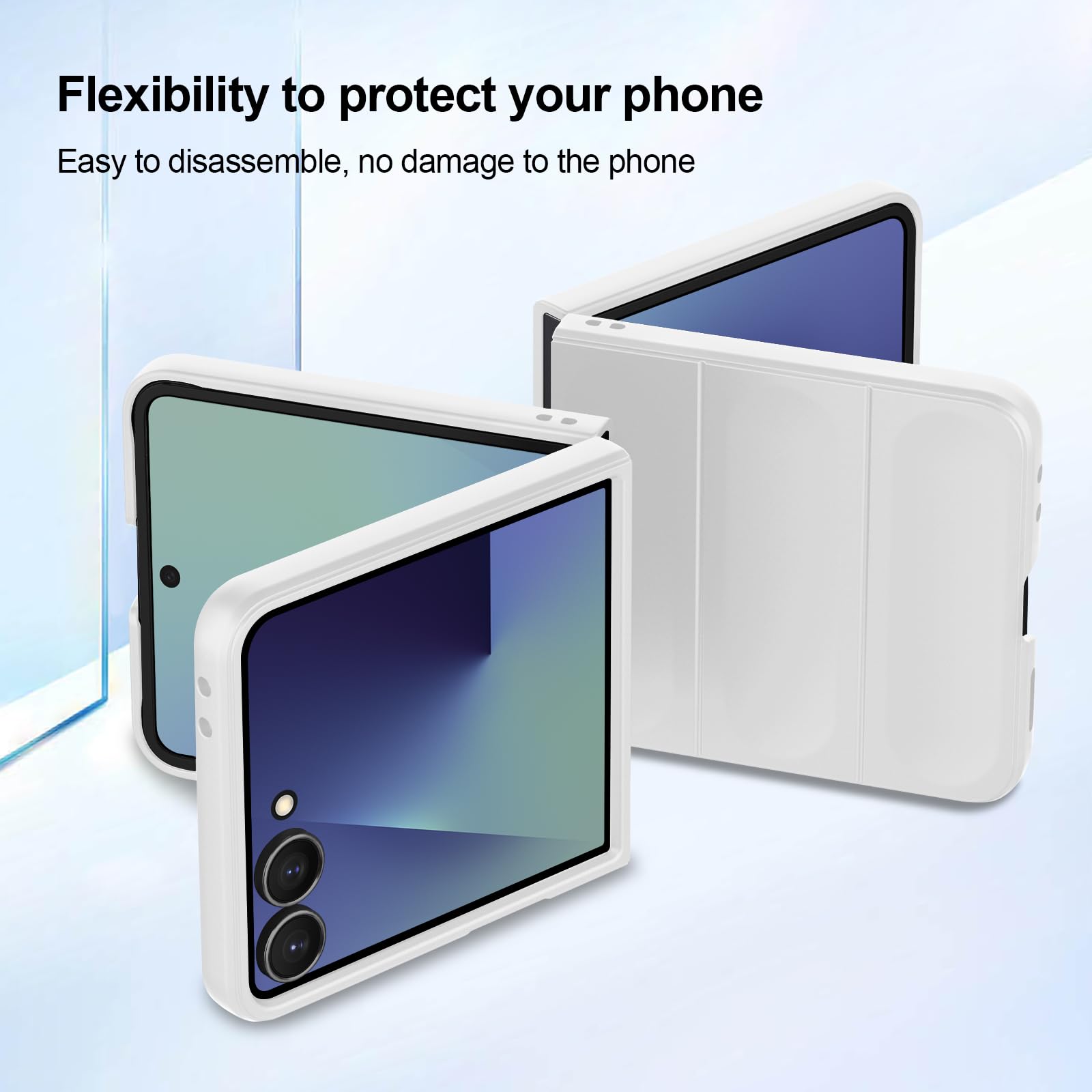 Case for Samsung Galaxy Z Flip 7, Hard PC Slim Fit Bumper Case, Anti-Scratch Shockproof Protective Phone Cover, White — view 4