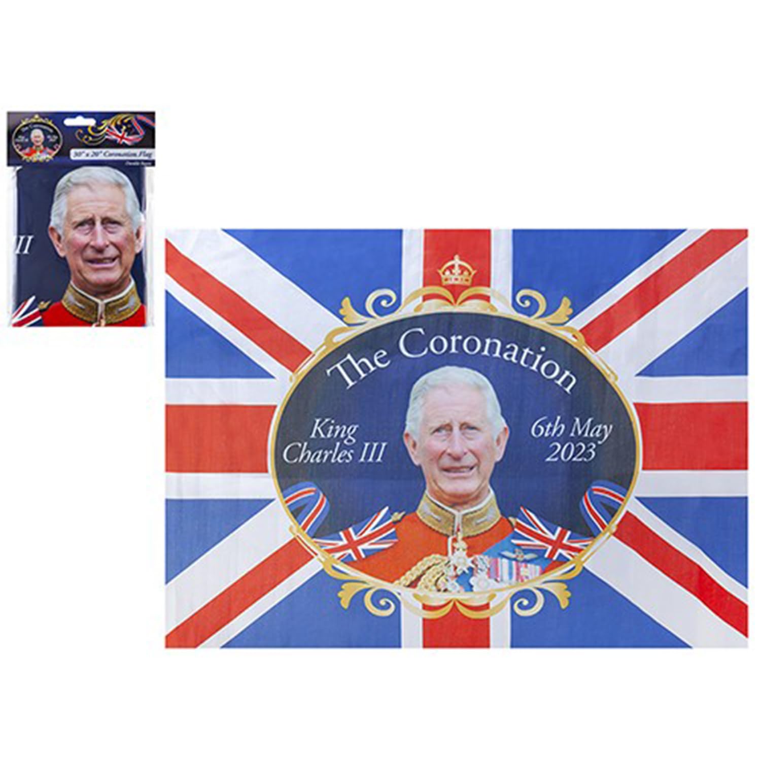 King Charles Coronation Flag Souvenir Union Jack 30" x 20"