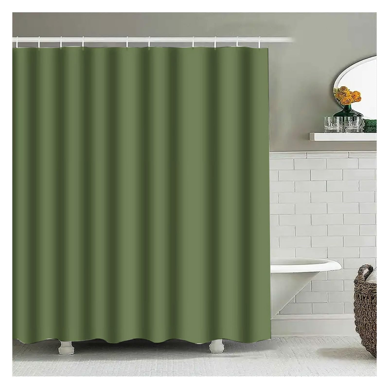 PIGENEQW Shower Liner Cloth Waterproof Green Thickened Shower Curtain Waterproof Suitable for Bathroom Decoration Accessories(150x180cm)