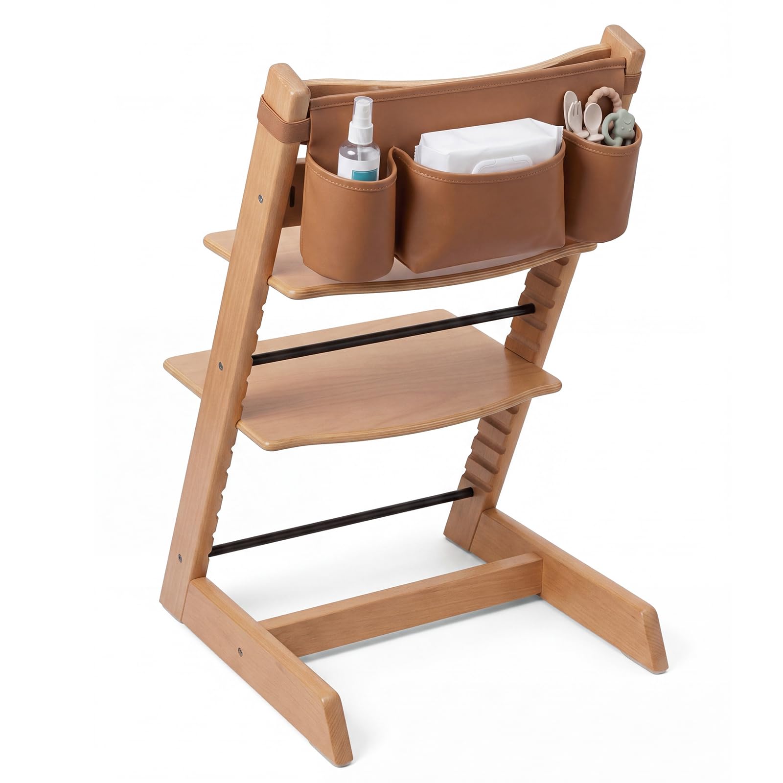 Sadnyy Baby High Chair Caddy Pocket Pouch Organizer Bag Leather