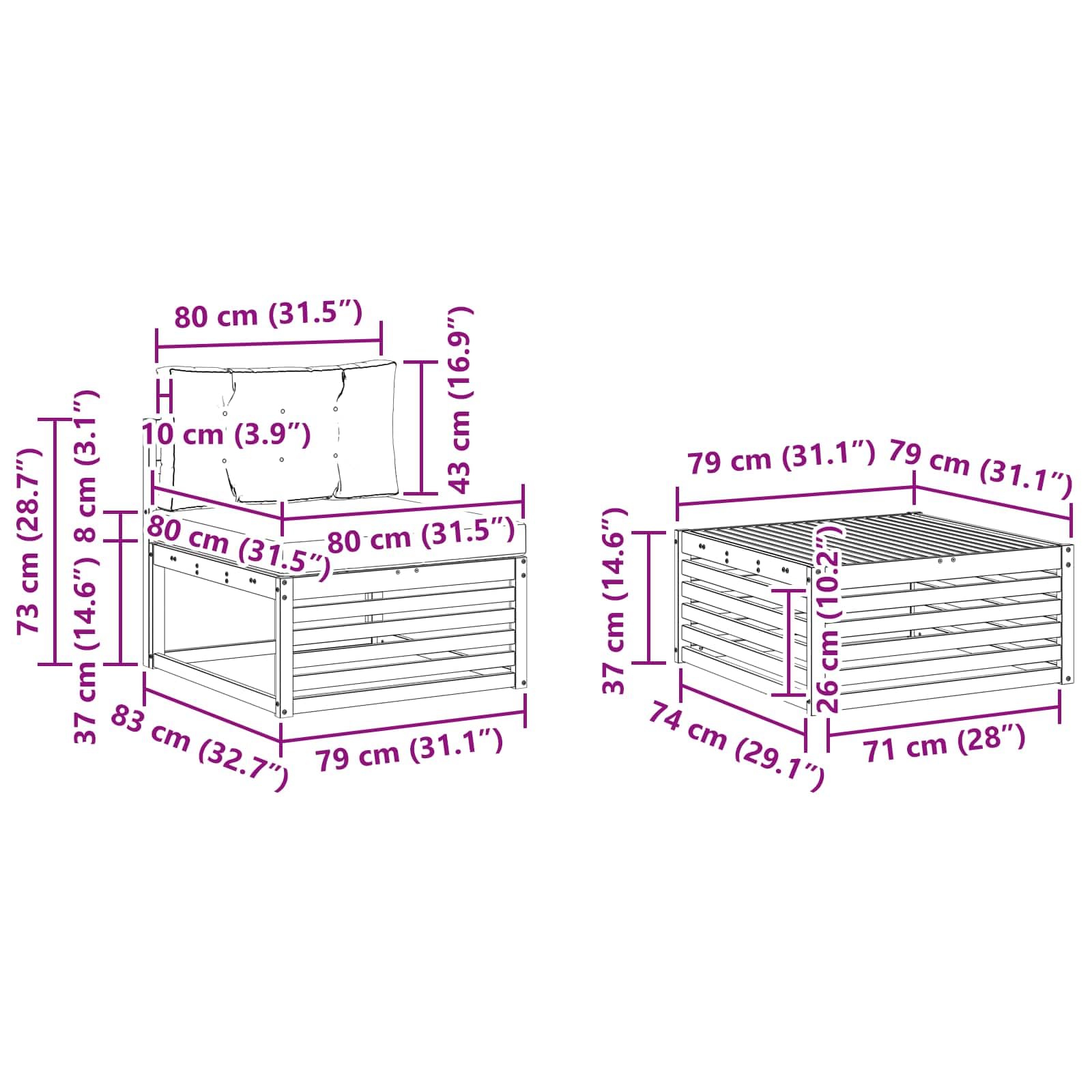 Gartenmöbelgarnitur mit 9 Teilen aus massivem Akazienholz für Terrasse und Balkon wetterfestes Sitzgruppen-Set mit modularen Sofas und Tisch für modernen Außenbereich