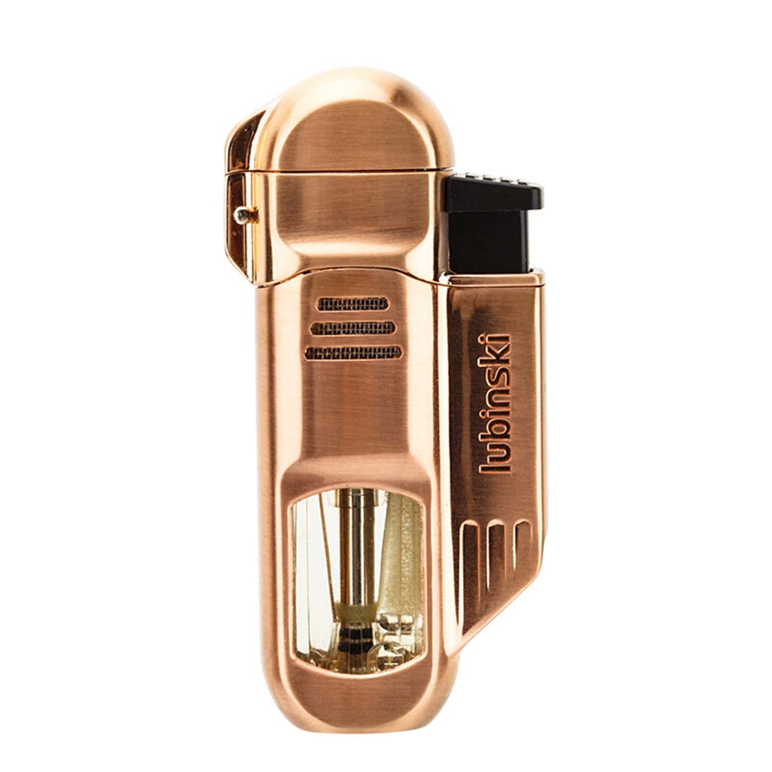 Créatif Poche Cigare Briquet Coupe-Vent Flamme Quad Jet avec Cigar Puncher Clear Window Butane Gadgets Rechargeables pour Hommes Idées Cadeaux,Gold
