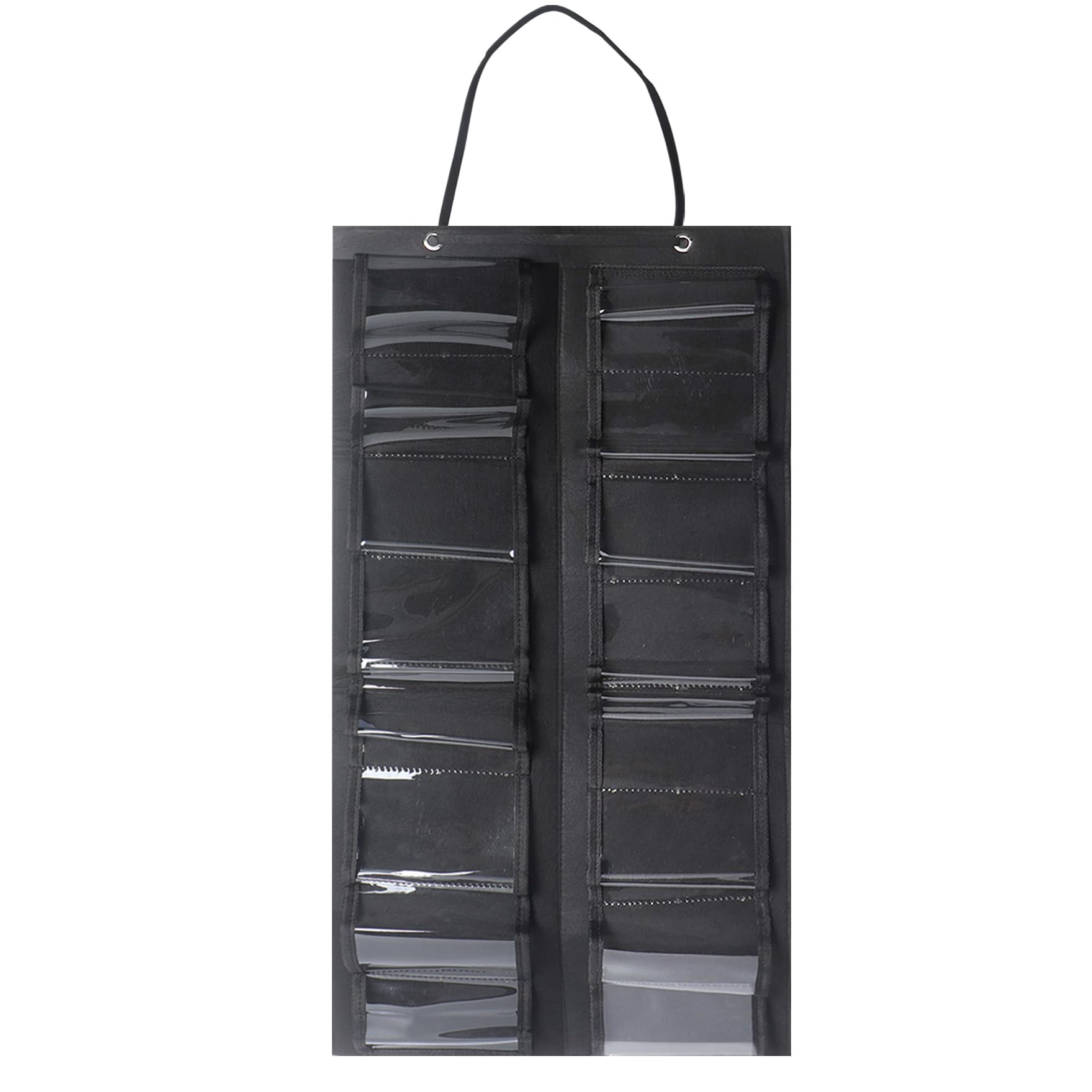 Klmnop Playmat Storage Bag, Hanging Playmat Organizer with Transparent Slots, Portable Holder Case for Holds 8 TCG/RPG Play Mats(Black)