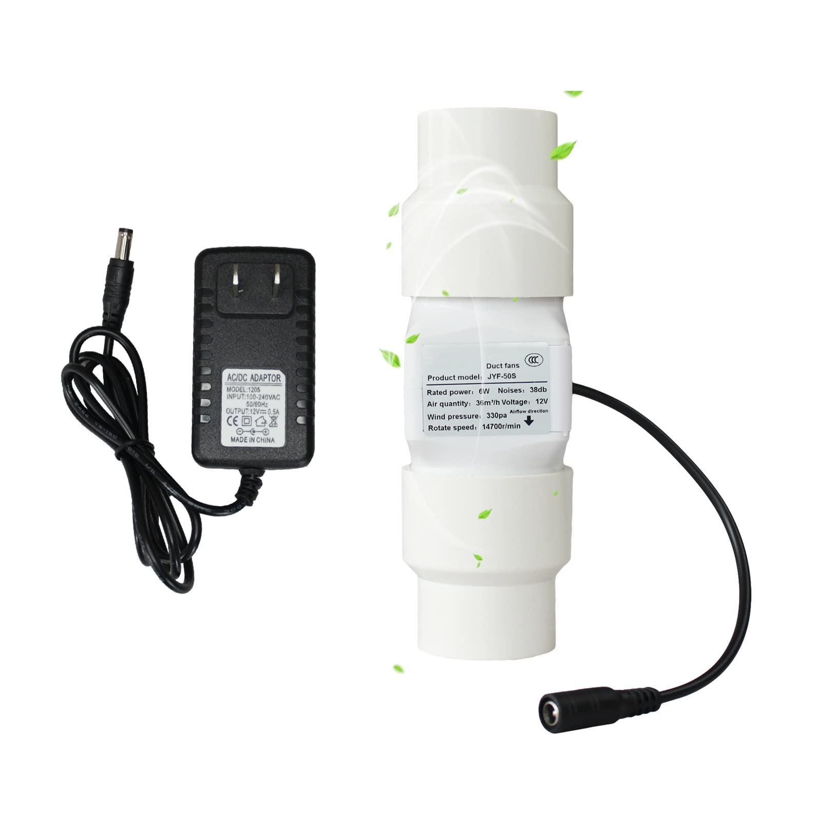 Abluftventilator, Inline-Rohrventilator mit Rauchabsaugung und Filtersatz(50-40mm)