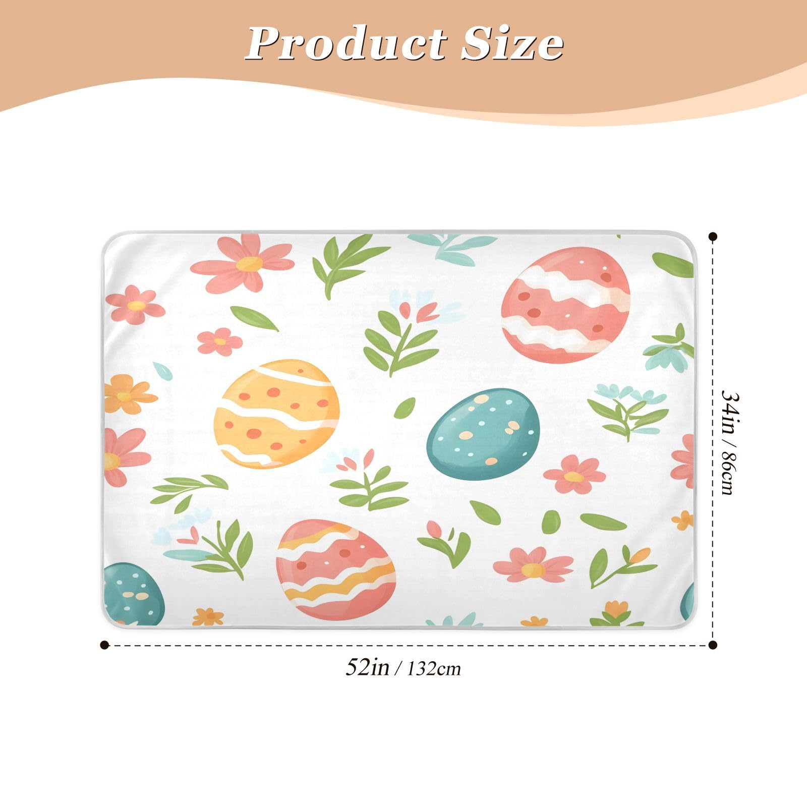 BOESI Doodle Easter Egg Pattern Waterproof Pads for Bedwetting and Incontinence, Reusable Pads, Reusable Diaper Pads for Bed, Sofa, Travel