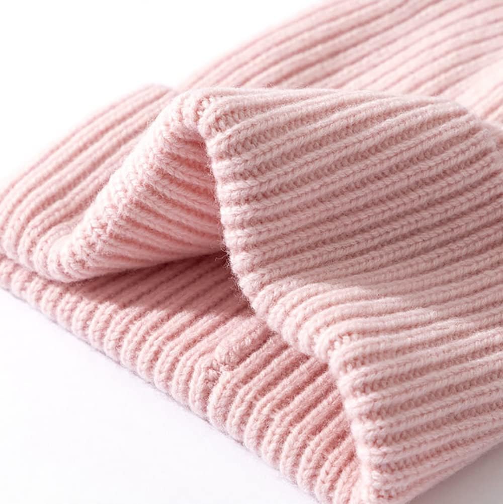 Knit Beanie Hat 100% Sheep Wool Beanie for Men and Women Pure Wool Ribbed Knit Warm Winter Hat