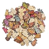 AKOAK 50 Pack Vintage Random Color 2-Hole Cat Shaped Wooden Buttons Decorative Wooden Buttons for DIY Clothing Handmade Scrapbooking Craft