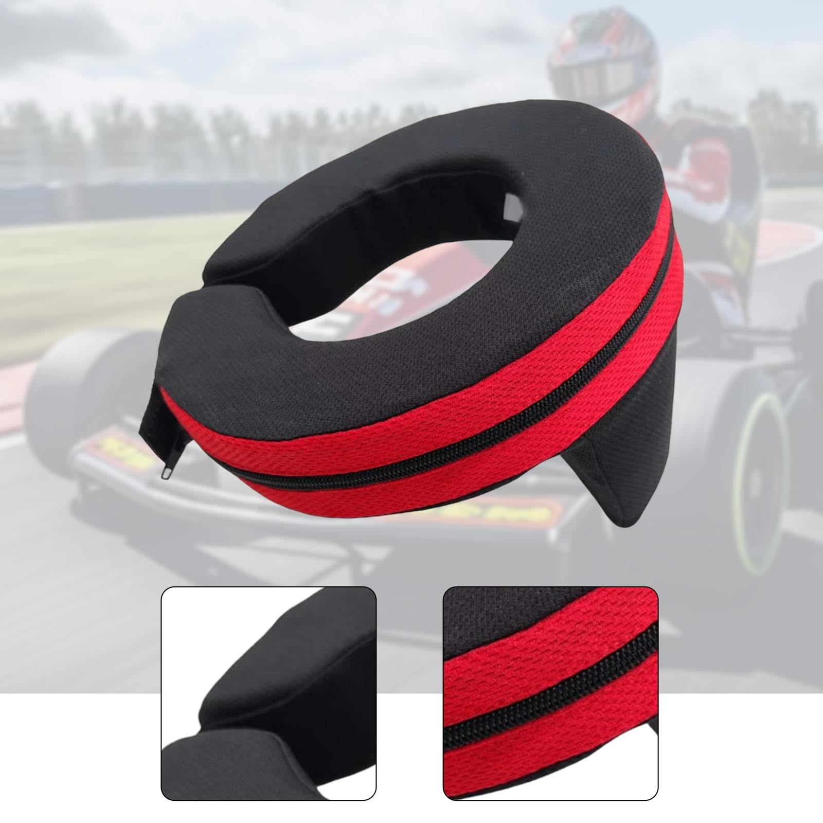 Collare Protettivo per Kart Tutore Da Corsa Protezione Dagli Urti Rinforzo Collo Supporto Traspirante con Design Ergonomico Adatto per di Tutt, Adulto Rosso