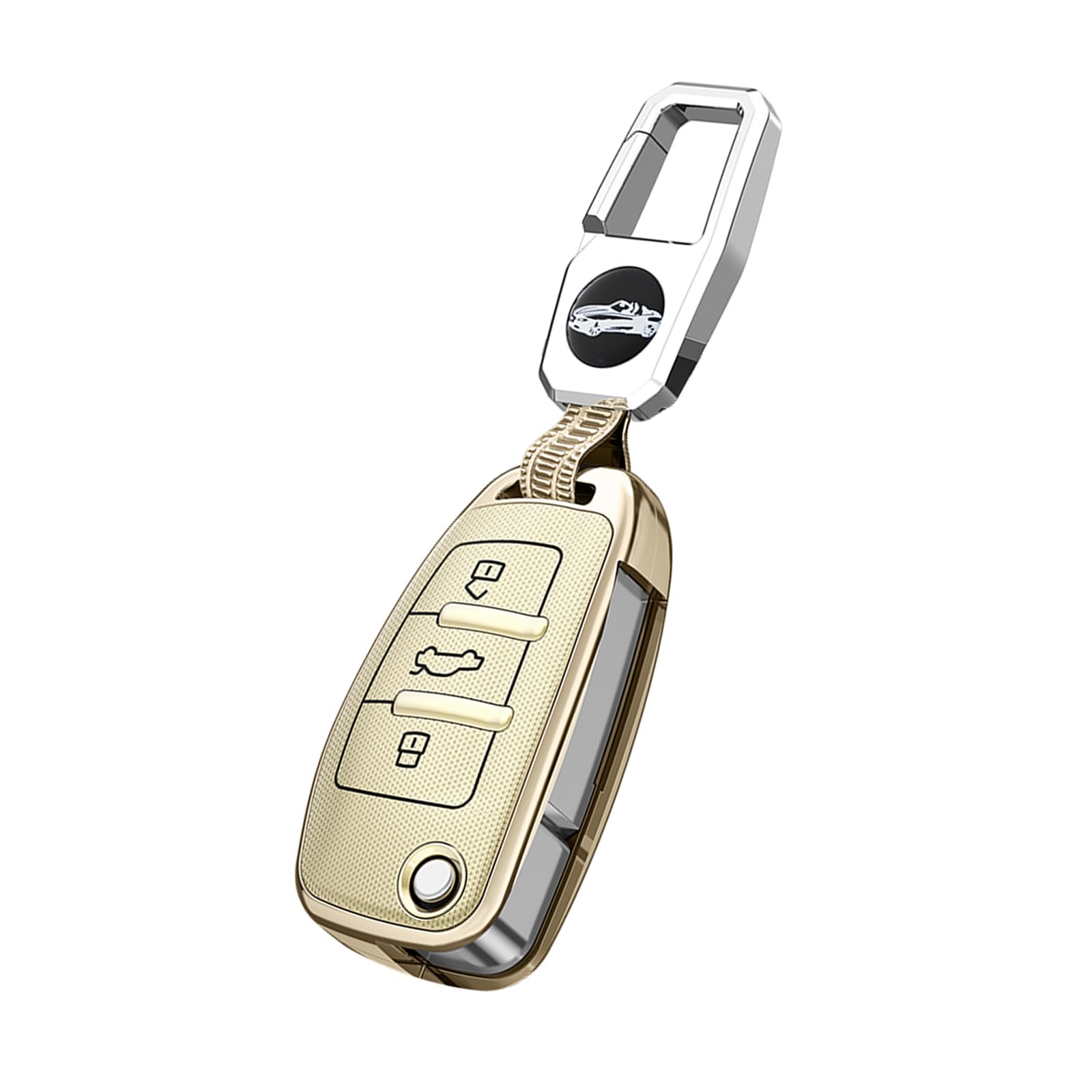 HIBEYO Custodia Portachiavi Smart Con Strass Per Audi - Adatta Per A4, A6, Q5, Q7, TT, TTS E Molti Altri - Nero Con Pietre Di Vetro - 6