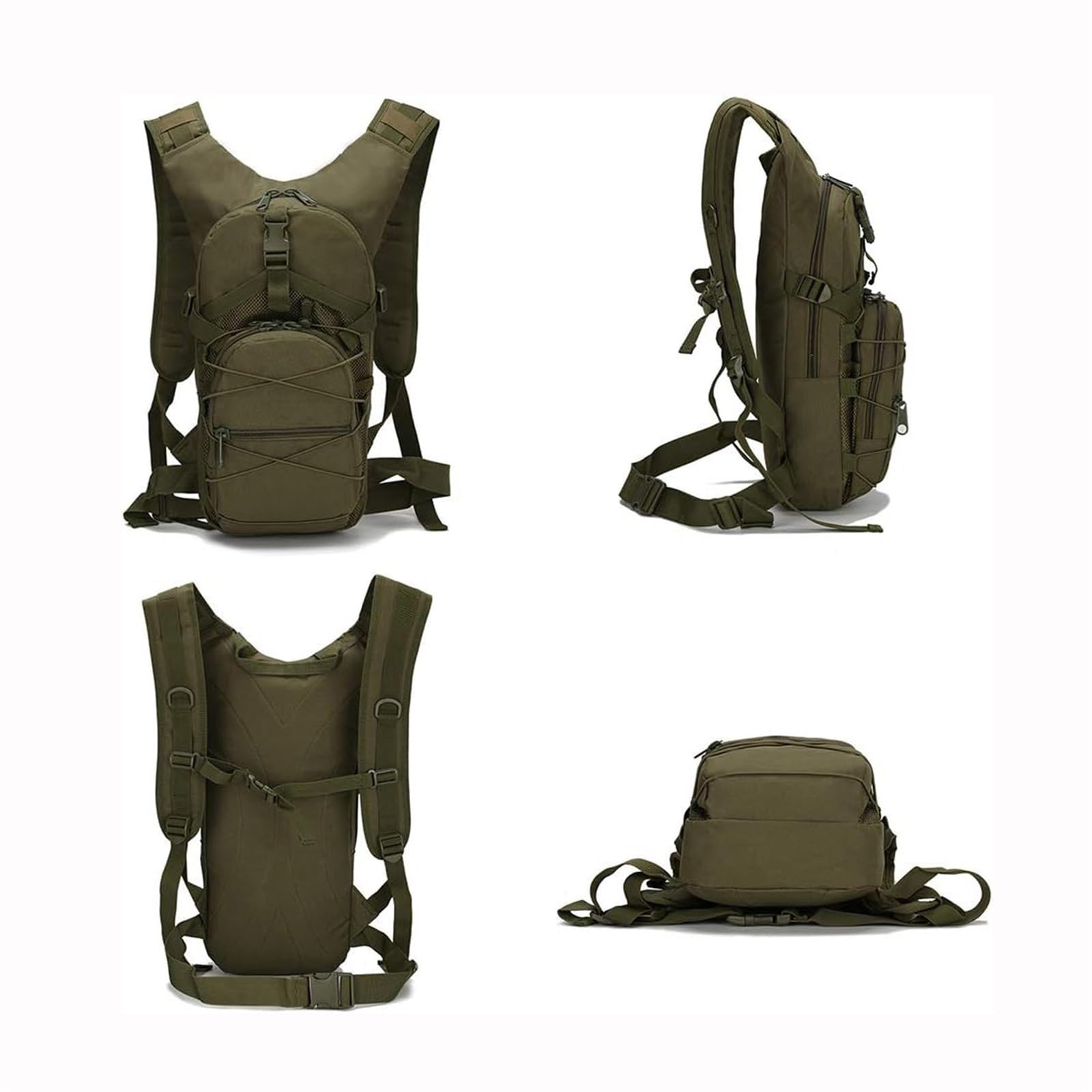 Plecak Szturmowy Dla Mężczyzn I Kobiet, Mały 15l Wodoodporny Oxford Army Oddychający Wodoodporny Plecak, Plecak Kempingowy Sportowy Turystyczny Bug Out, Do Trekkingu, Pieszych Wędrówek(Black)