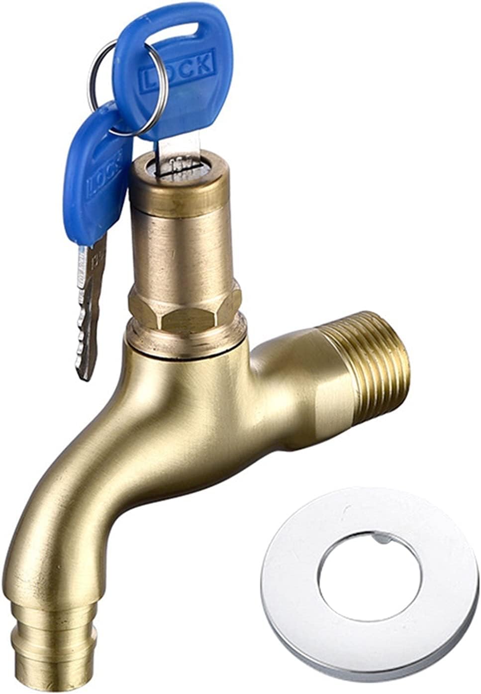Anti-Theft Faucet Water Tap with Lock Key Alloy/Brass Body Single Hole Key Switch Faucet Bibcocks Fit for Kitchen Outdoor Garden(Alloy)