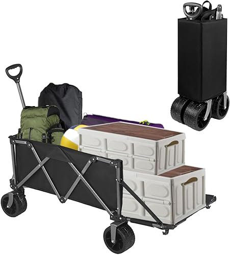 Carro portátil plegable grande para deportes al aire libre, carrito plegable resistente con ruedas todo terreno, diseño de portón trasero plegable,