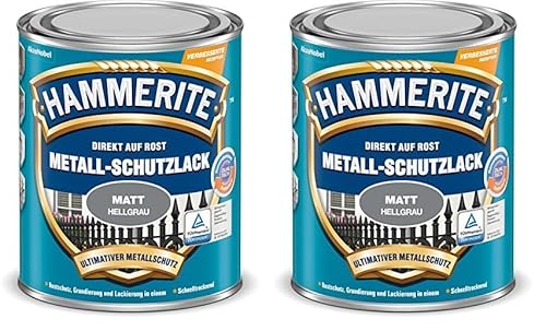 AKZO NOBEL (DIY HAMMERITE) Metall-Schutzlack matt grau0,750 L, 5134936, 0.75 Liter (Packung mit 2)