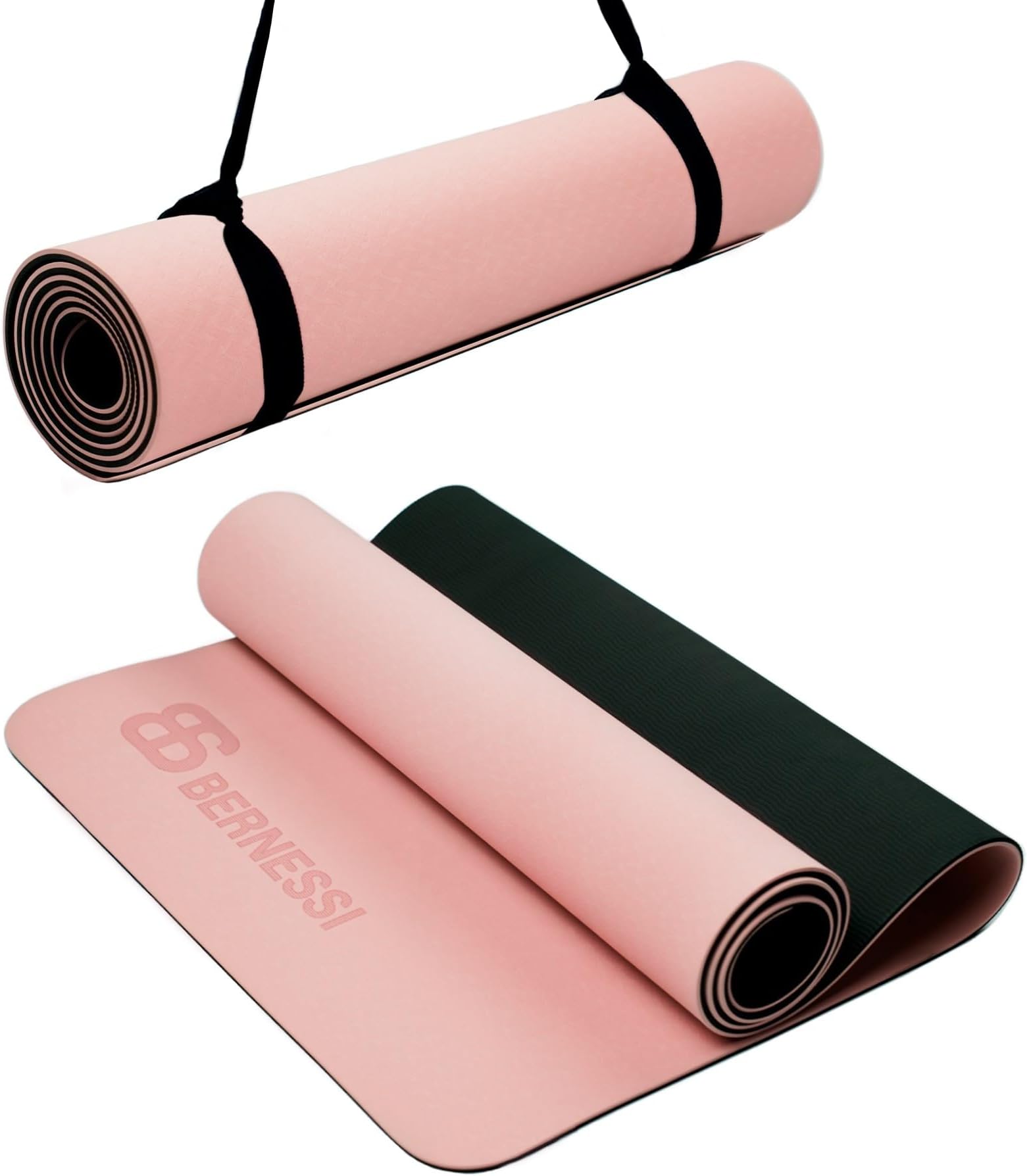 8MM Yoga Mat with Carrying Strap Anti-Slip for Home Workout Exercises Meditation Eco Friendly, Non Skid TPE Yoga Mattres for Pilates 183x61x0.8cm Thick