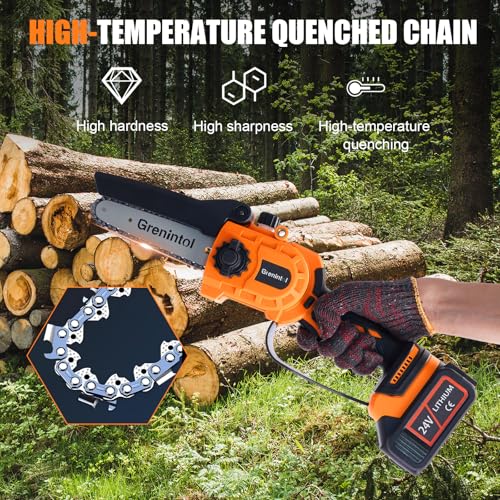 Mini Kettensäge mit Akku 6000mAh 6 Zoll, Akku kettensäge mit 1000W Bürstenloser Motor, Automatischer Öler,...