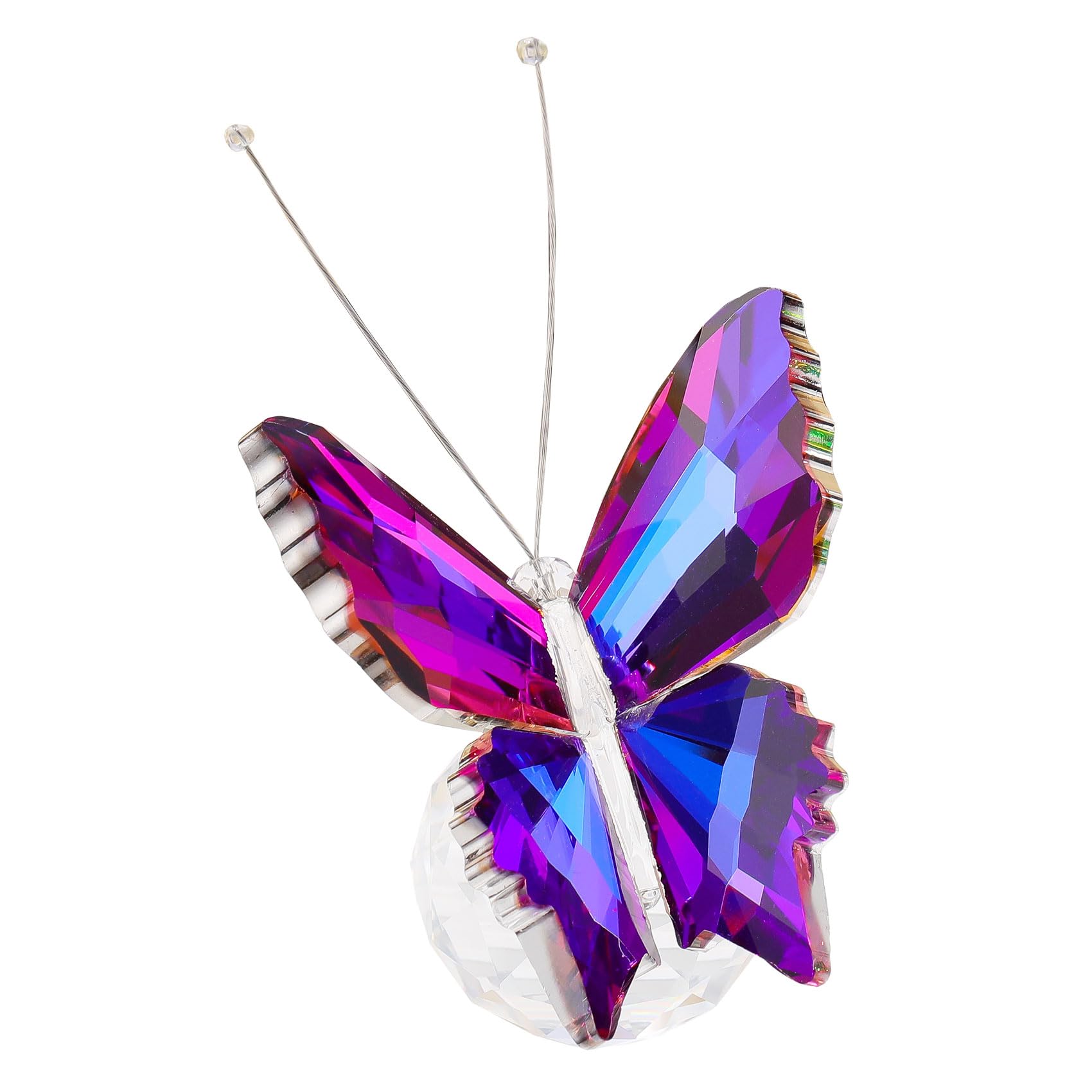Arikyrist Purple Handmade Crystal Butterfly Figurine Ornaments, Glass Butterfly Gifts for Women Animal Collectible Statue Decor for Home Office