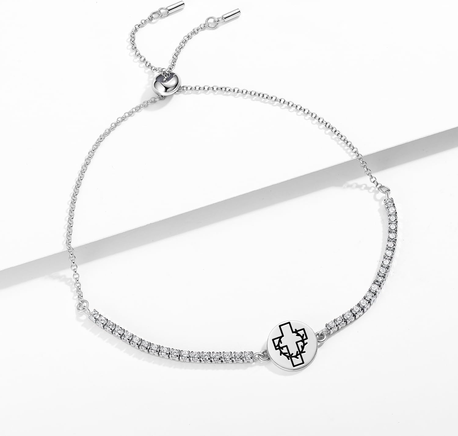 925 Sterling Silver Bracelet Templar Templar white cloak Adjustable Slider Zircon Bracelet for Women Symbol of Luck and Renewal Birthday Gift