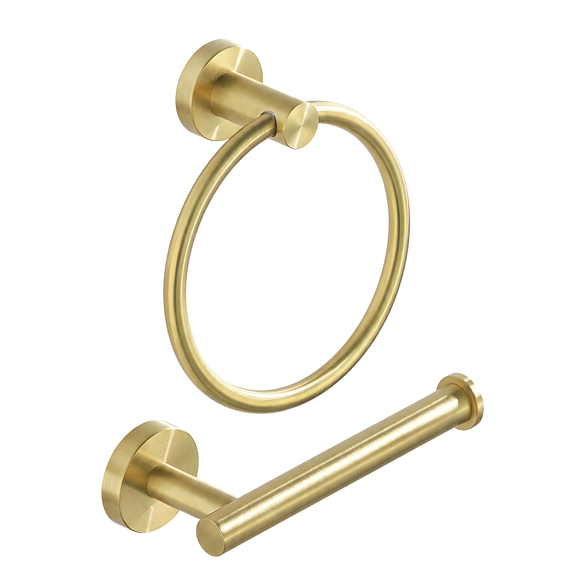 Toilet Paper Holder Towel Ring Brushed Gold Bathroom Hardware Hand Towel Holder Bathroom Accessories Set Wall Mount Stainless Steel 2 Pieces