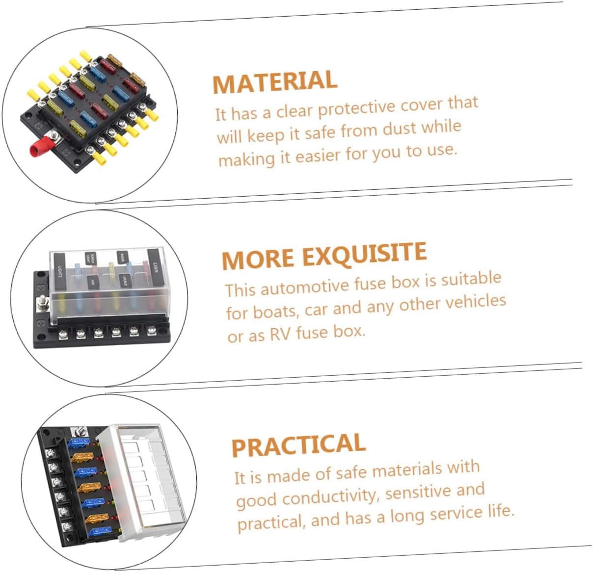 Ciieeo 42pcs Waterproof Automotive Fuse Block Set 12-Way Marine Fuse Box Adjustable Height and Indicator Light Includes and Terminal Connectors for RVs and Boats