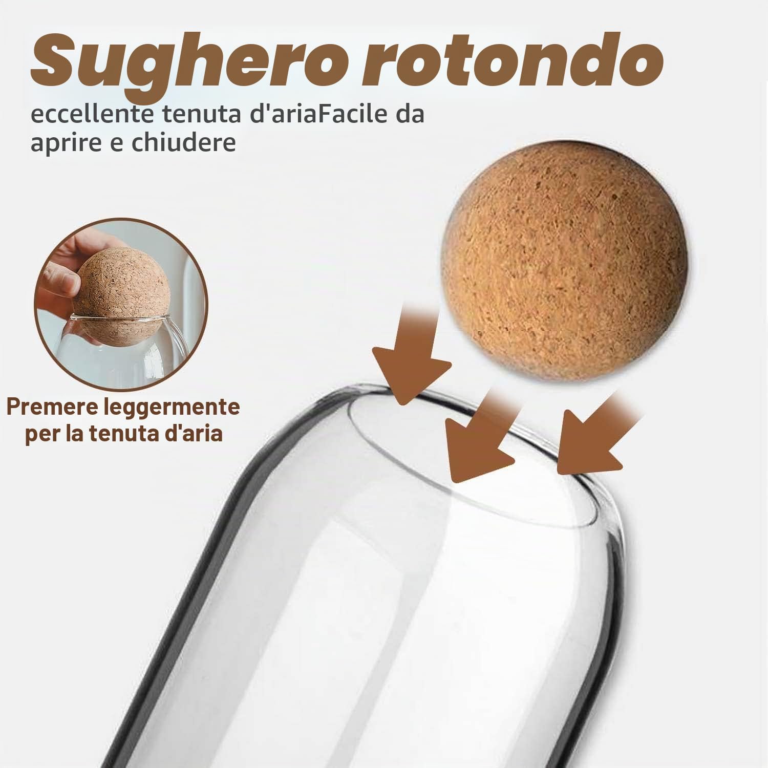 Barattoli di vetro ermetico borosilicato, con tappo in sughero, per spezie, zucchero, caffè, biscotti, caramelle (550 ml/19oz)