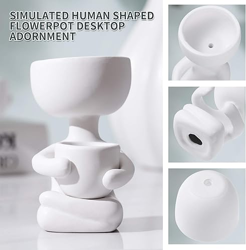 Miniatura 5 de Wakauto - Macetero de cerámica con forma humana (2.4 x 2.4 x 3.9in)