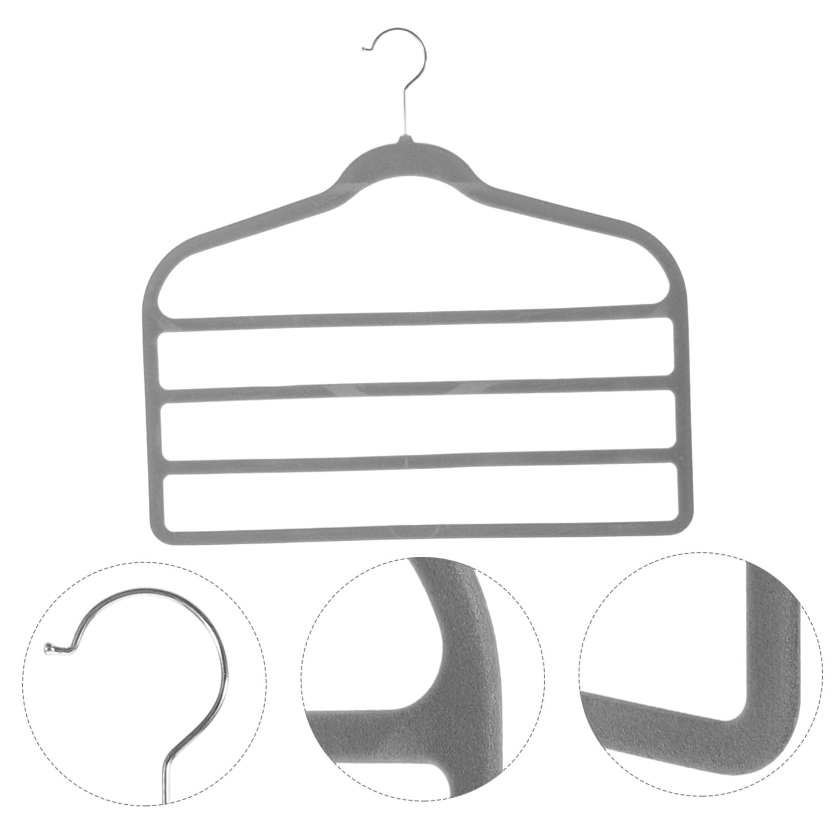 Cabilock 10 Perchas para Pantalones de Plástico Recubrimiento de Vellón Antideslizante, Ahorradoras de Espacio y Multifuncionales para Armarios Organizadores