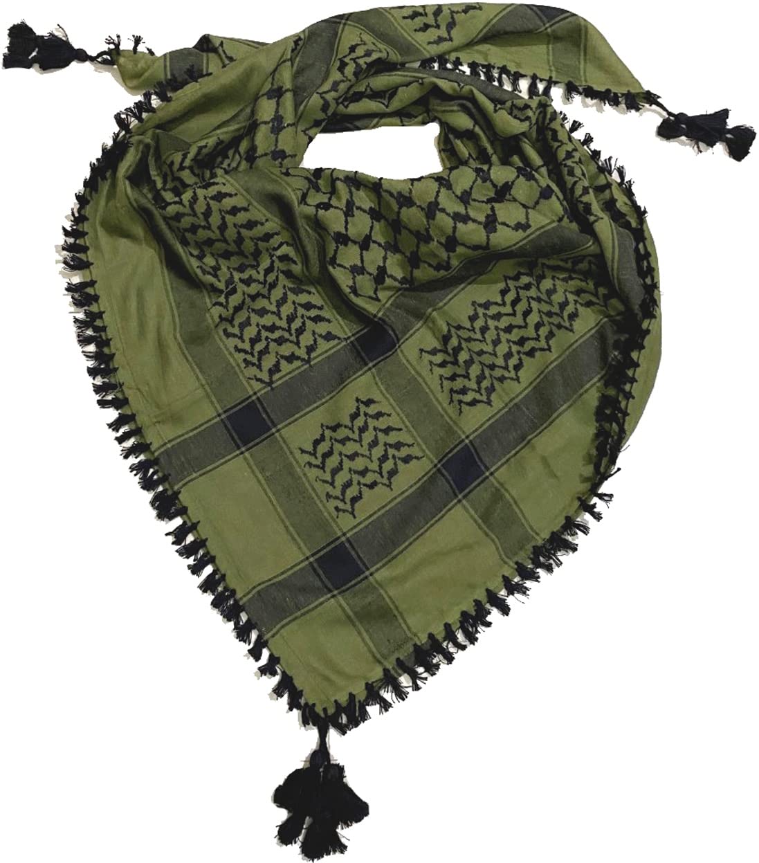 Army Scarf Military Scarf SHEMAGH Superfine Quality Olive Green Soldier Scarf Unisex All Season For Outdoor Camo & Fashion Use Extra Large 47 X47 INCH with black tassles for added beauty, Large Army Patka Commando Patka Afghani Patka Rumal Scarf for Men Women-image-34