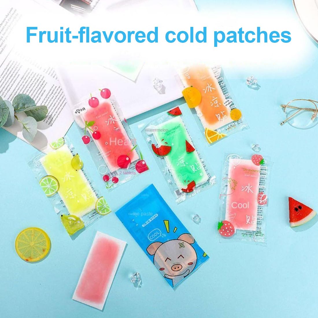 24 Pezzi Patch di Raffreddamento,Cerotti Refrigeranti, Raffreddamento Gel Patch, Gel di Raffreddamento,Rinfrescante Cerotto Freddo, Per il caldo estivo, la sudorazione e le vertigini