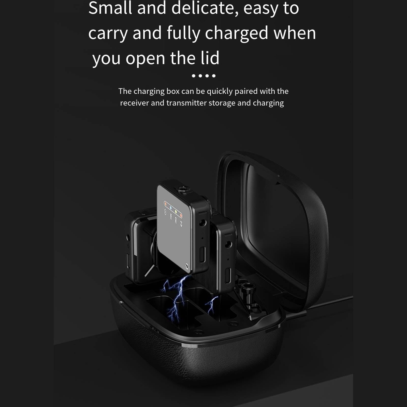 Microfono lavalier wireless, radio per cellulare e memoria integrata per microfono, apri il coperchio e registra audio trasmesso in diretta all'aperto