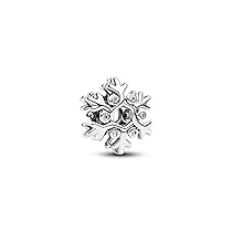 PANDORA Moments 794249C01 – Ciondolo a forma di fiocco di neve in argento sterling con zirconi, compatibile Moments