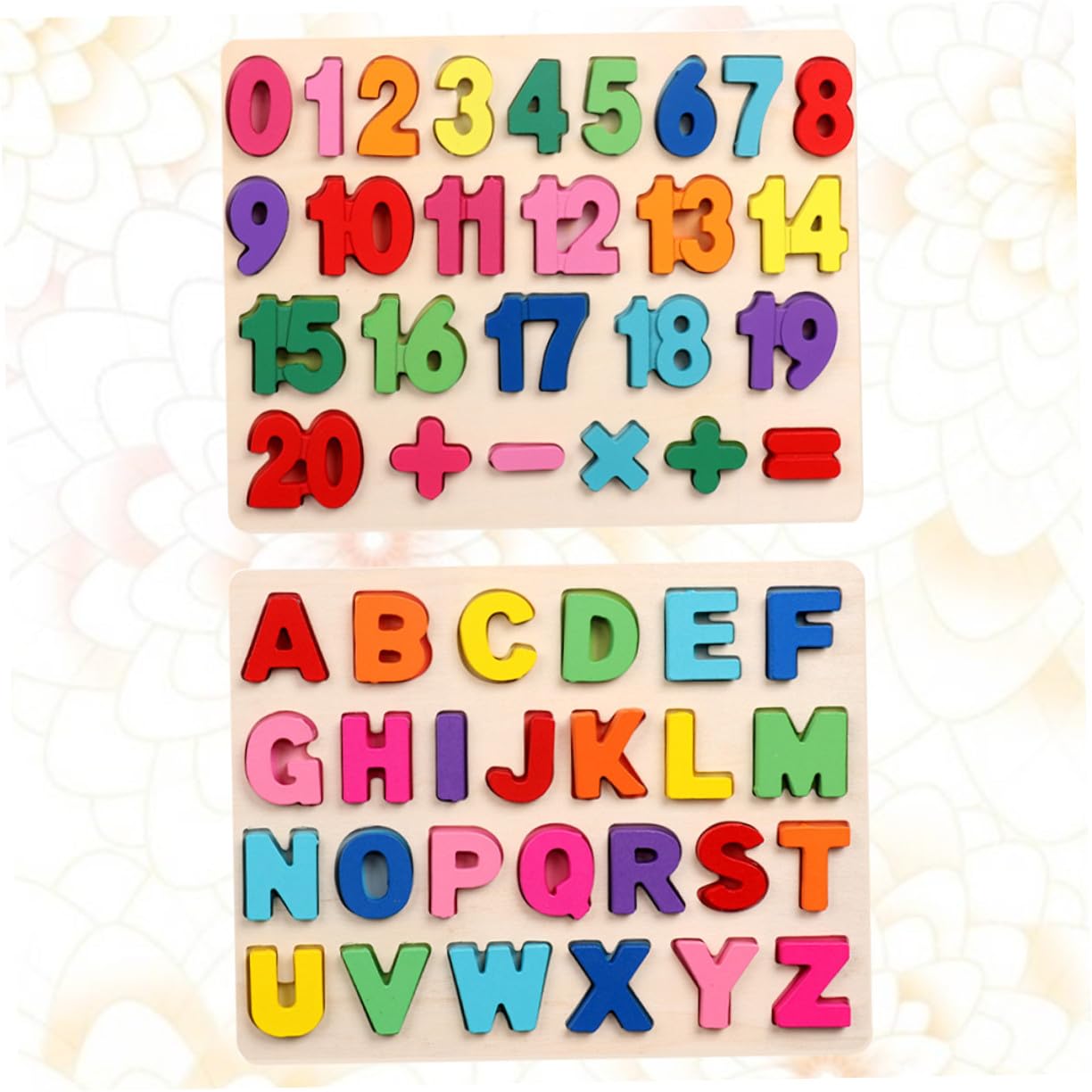 Puzzle Alfabetico e Numerico in Legno, Set 1 per Bambini | Gioco Educativo di Abbinamento, Bordi Arrotondati senza Bave, Sviluppo Cognitivo e Riconoscimento