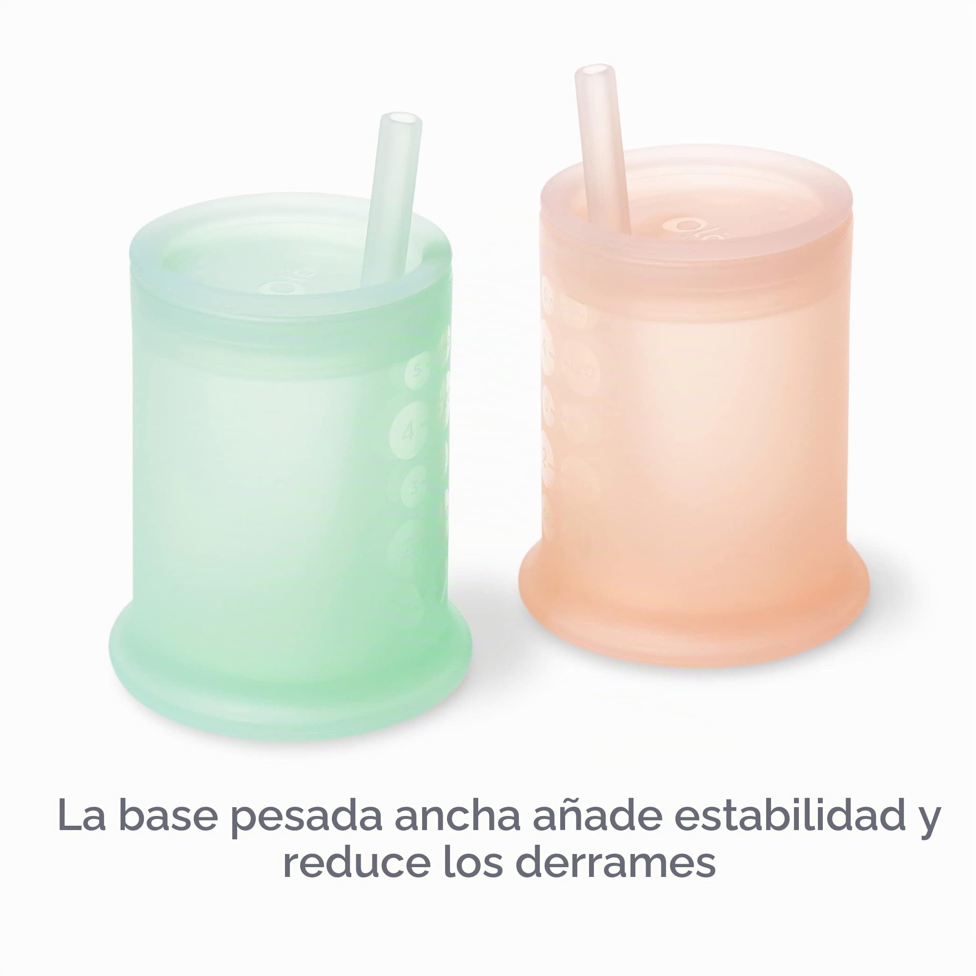 olababy Vaso de entrenamiento de silicona Clear View con tapa de pajita, entrenador de picos para niños a partir de 12 meses, vasos de agua irrompibles para niños a partir de 2 años (menta, 5 oz)