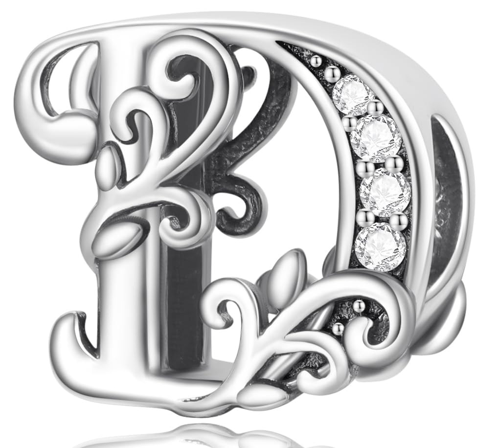 FLUFLO Charm Anhänger Damen Buchstabe A-Z für Armband 925 Sterling Silber Charms Beads passend für Pandora Armband und Halskette, Kompatibel mit Europäischen Armbänder für Frauen Mädchen X240