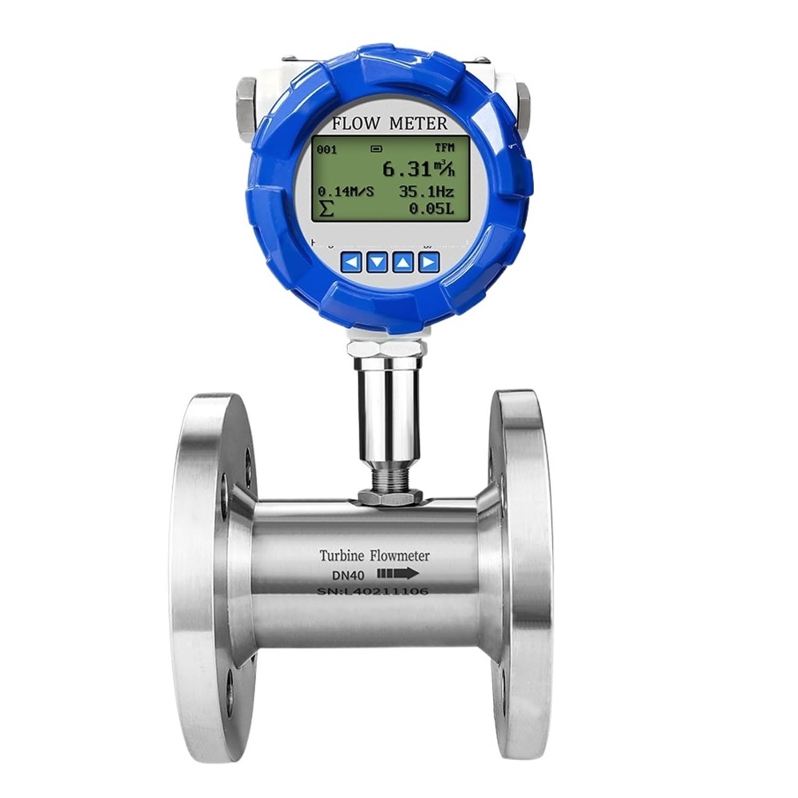 KSZHZYMGX Flow Meter Stainless Steel Flange Connetion 4-20mA RS485 Water Flow Sensor(DN40)