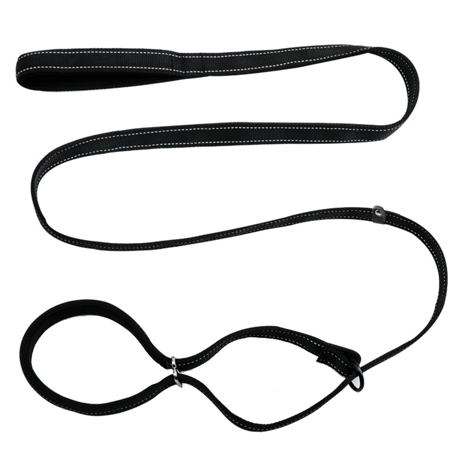 2-IN-1 Slip String for Dogs Dog Rope Puppy Leash Nylon Webbing Rope Hollow Dog Leash Slip Rope with Padded Handles Adjustable Buckle Reflective Strips Pet Accessories Suitable for Outdoor Dog Walking