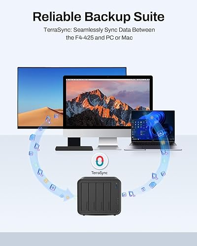 Miniatura 8 de TERRAMASTER F4-425 Almacenamiento NAS de 4 bahías: CPU Intel x86 Quad-Core, 4 GB de RAM, LAN de 2.5GbE, servidor multimedia de almacenamiento