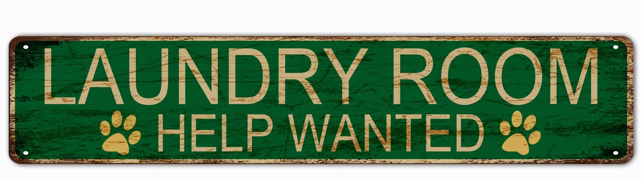 Laundry Room Help Wanted Retro Tin Signs Aluminum Metal Sign for Kitchen Home Garden Wall Bar Cafe Decor 4x16 Inch