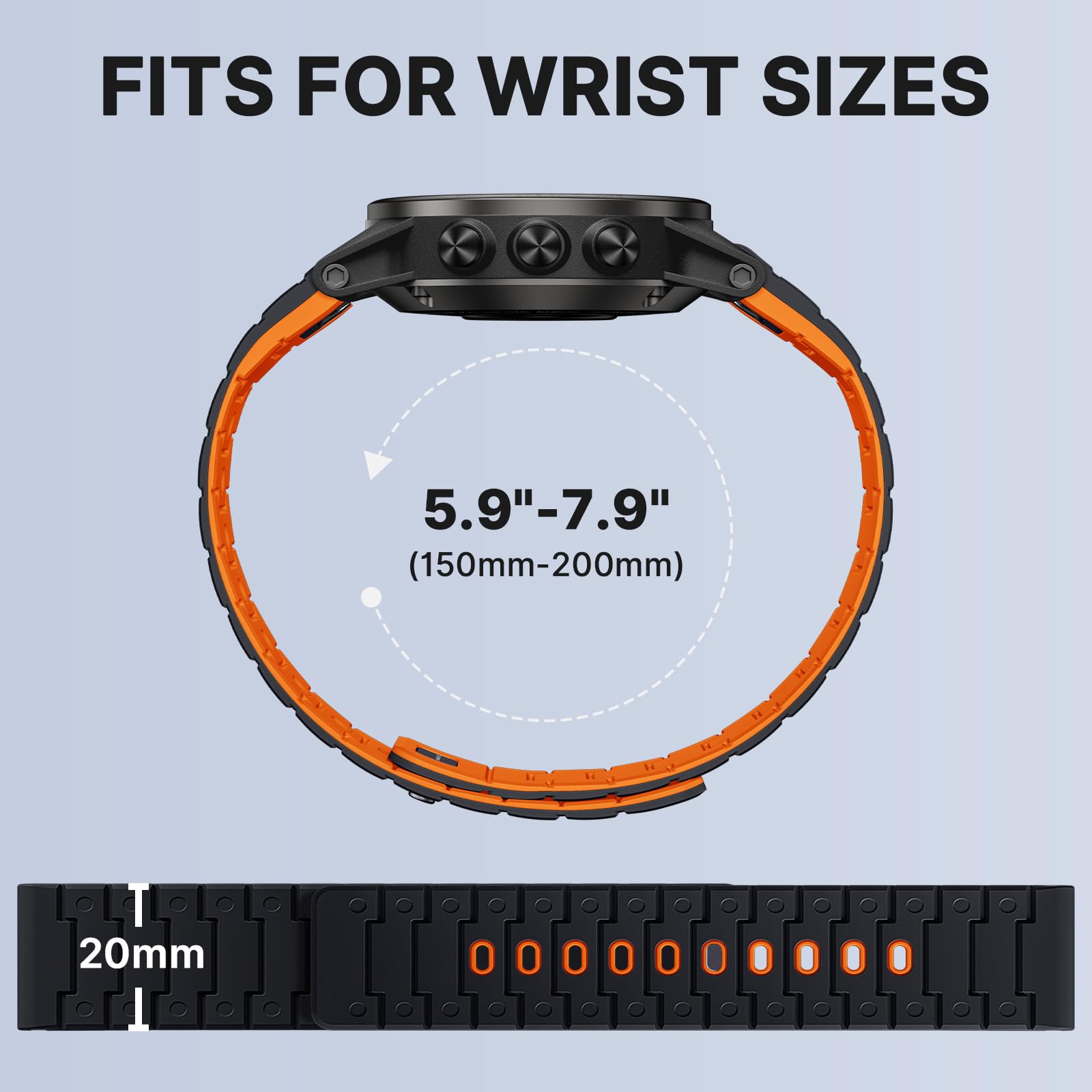 Bandletic Bracelet magnétique compatible avec Garmin Watch Quick Fit 20 mm